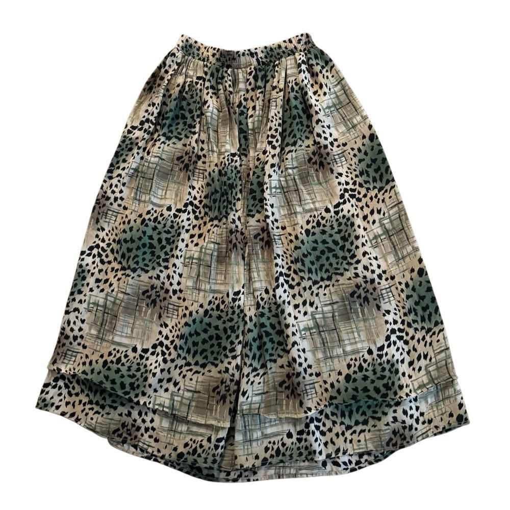 Kathie Lee Vintage Women's Animal Print Patchwork Midi Skirt Size Small